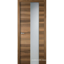 Interior MDF Panel Veneered Rustic Wood Door with Glass